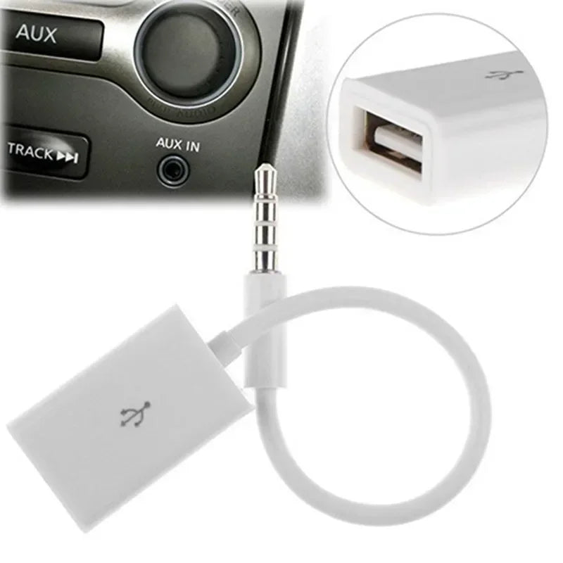 Mini Jack 3.5mm AUX Audio Plug To USB 2.0 Converter Adapter