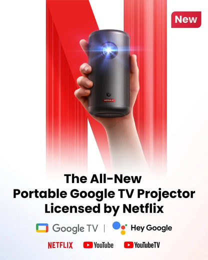 NEBULA Capsule 3 GTV Projector, Netflix Officially Licensed, 1080P Smart Mini Projector with Wi-Fi, 2.5 Hours of Playtime, 120-I