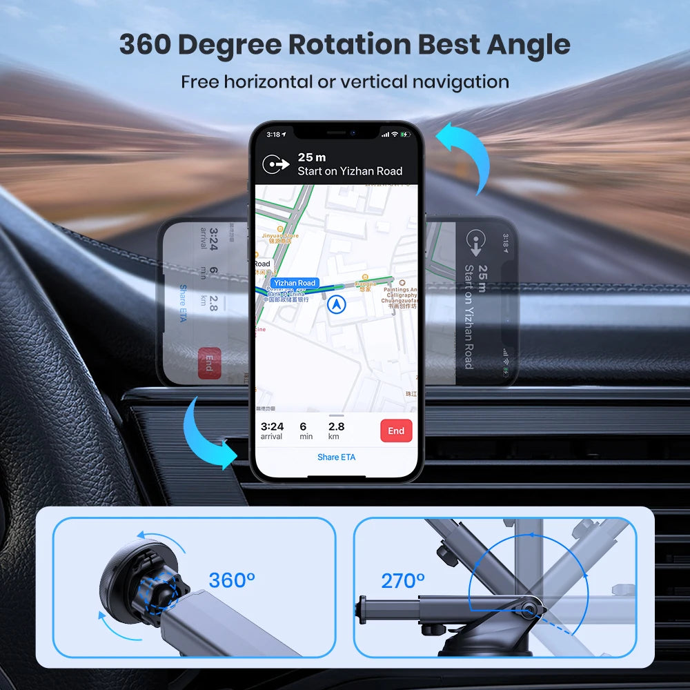 TOPK Magnetic Car Phone Mount for Dashboard Windshield Suction Cup Car Phone Holder