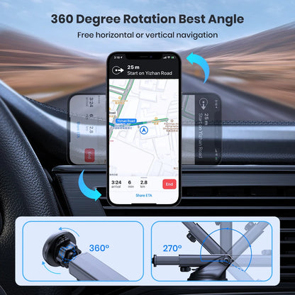 TOPK Magnetic Car Phone Mount for Dashboard Windshield Suction Cup Car Phone Holder